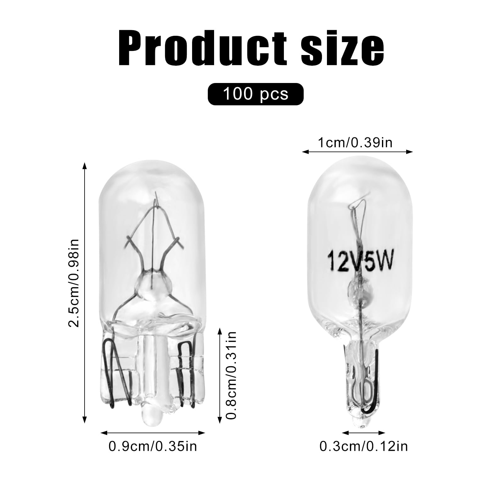 Lampadine 194 W5W T10 12V 5W Trasparenti per Auto Indicatori di Direzione