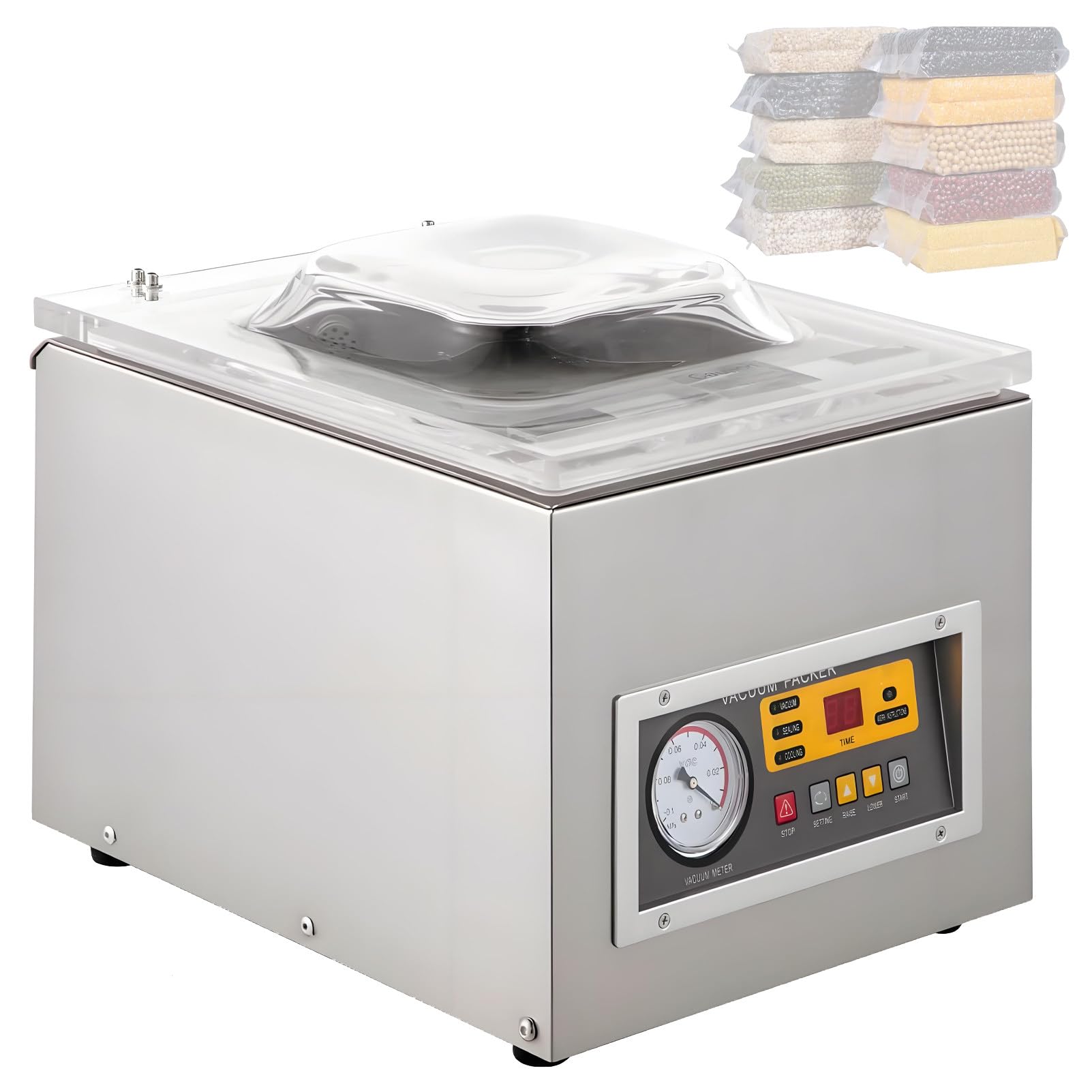 ASerZenith Commercial Chamber Vacuum Packing Machine With Cutter For Dry, Wet, Oily, And Powder Food Storage