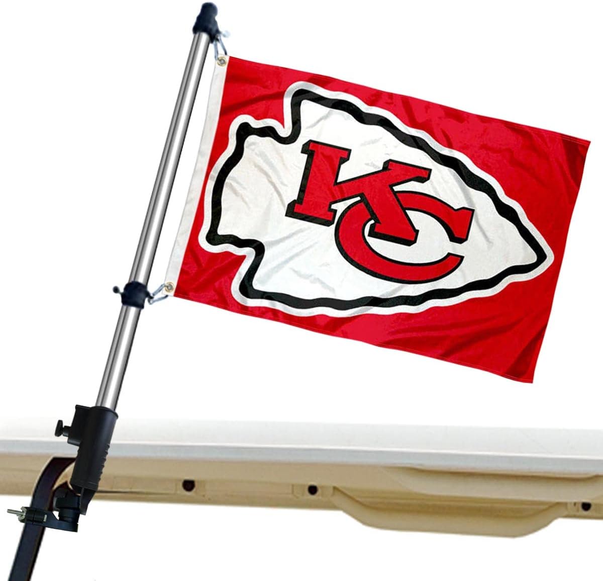 Kansas City Chiefs Golf Cart Flag Pole and Holder Mounting Bracket