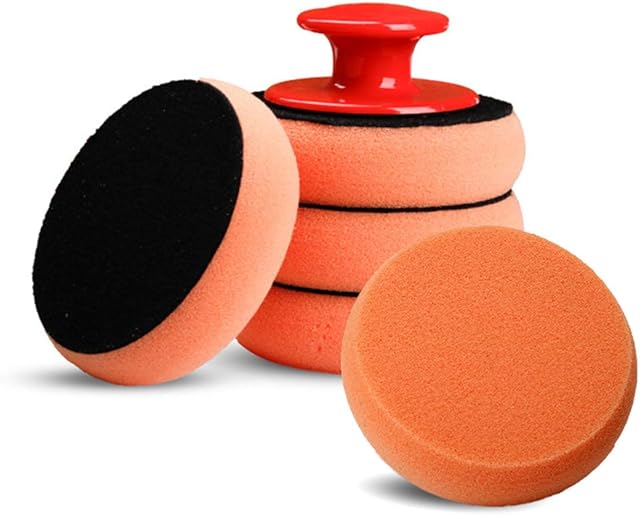 ConBlom 5PCS Car Wax Applicator Pads Kit, Soft Sponge Applicators Foam Waxing Pad with Grip Handle for Car Polishing and Cleaning