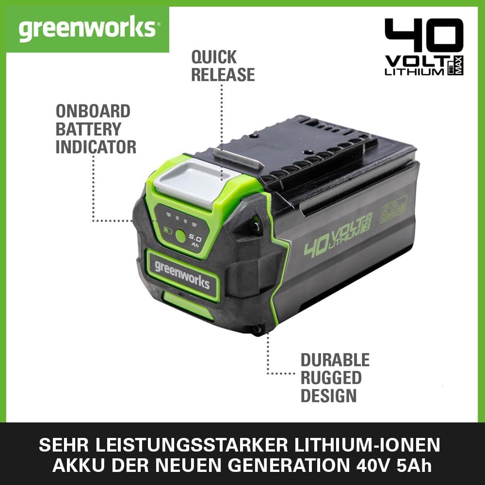 Greenworks G40GC Chariot/brouette électrique autotractée 106L/100kg, basculement Facile, sans Batterie/Chargeur + Kit 40V 4Ah + Chargeur 2A GSK40B4 + Batterie 40V 5Ah G40B5