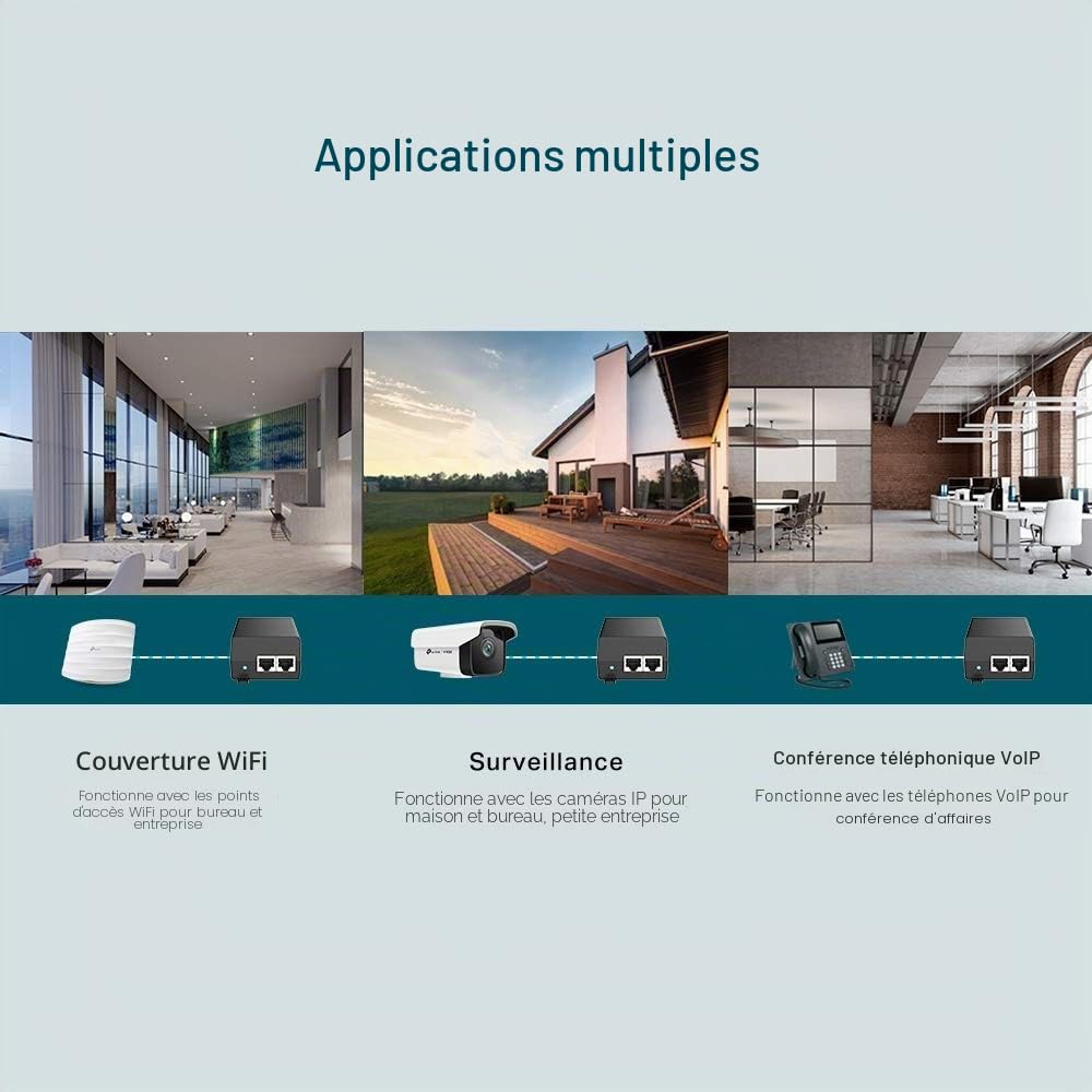 TP-Link POE160S Injecteur PoE+ 802.3af/at 30W 2 Ports Gigabit Switch Ethernet Boitier Métal