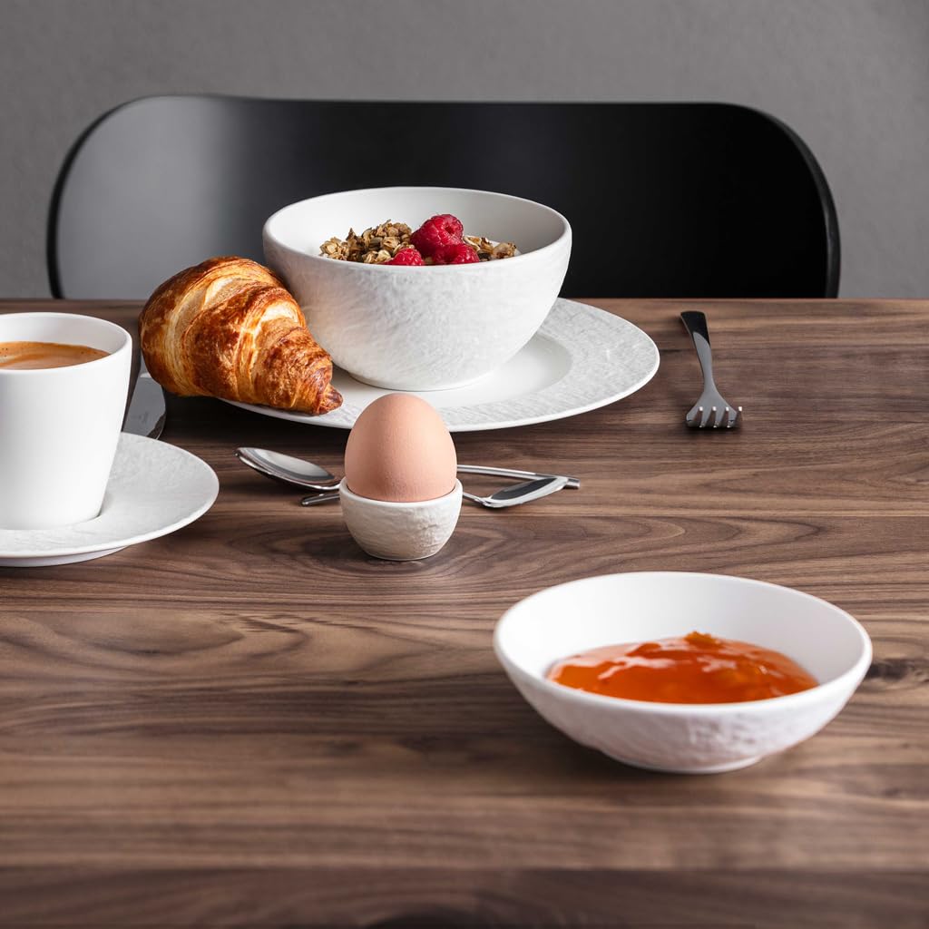 Villeroy & Boch Manufacture Rock Blanc Dessert Bowl, Premium Porcelain, Made in Germany, Dishwasher and Microwave Safe, Matte Slate-Look, Small Ceramic Bowl for Desserts & Snacks, Rich Creamy White
