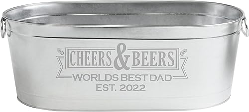 Let's Make Memories Bañera personalizada para bebidas de Cheers & Beers, bañera galvanizada personalizada, para entretenimiento en interiores y