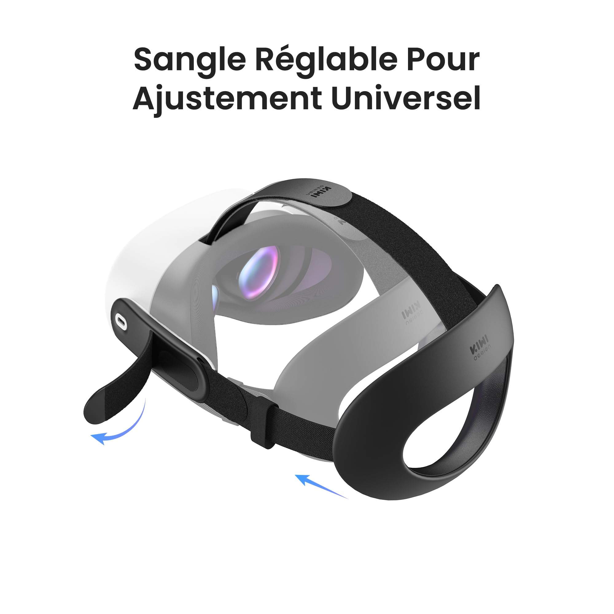 KIWI design K4 Flex Sangle Confort réglable Quest 3/3S, PU sans Batterie | Réglable, anti-pression, dos plat, PU souple, TPU adaptable, pliable, léger, ajustement, sécurité certifiée