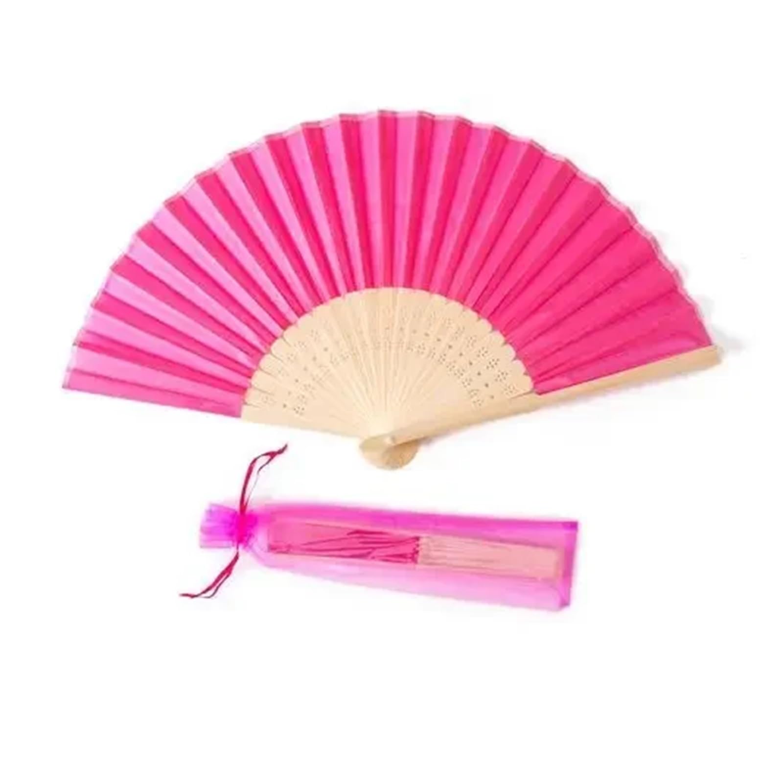 Akdjgfp Rose Paper Folding Fans 20Pcs Engraved Silk Hand Fan Wedding Fold Fan Vintage Fans Wedding Favor(Rose)