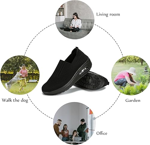 Miniatura 7 de Touchmosees Tenis ortopédicos de cuña para mujer con cojín de aire para diabéticos