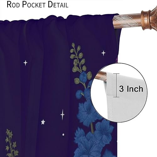 Miniatura 204 de Retro 70s Floral Blackout Window Curtains, Watercolor Flower Plant Rustic Modern Style Pattern Window Drapes, for Bedroom Living Room 42x45in 2