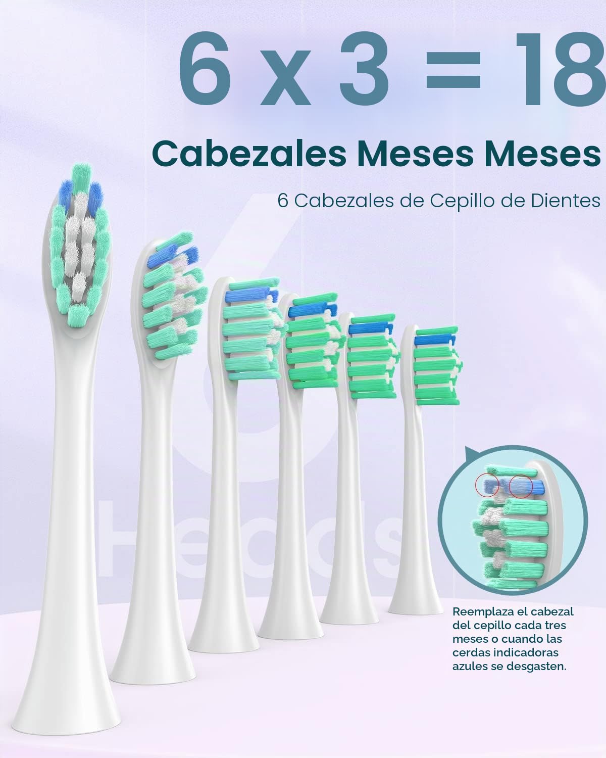 Cepillo de dientes eléctrico para adultos con 6 cabezales de cepillo, cepillo de dientes sónico recargable, batería de larga duración, 4 horas de carga y 180 días de uso, púrpura