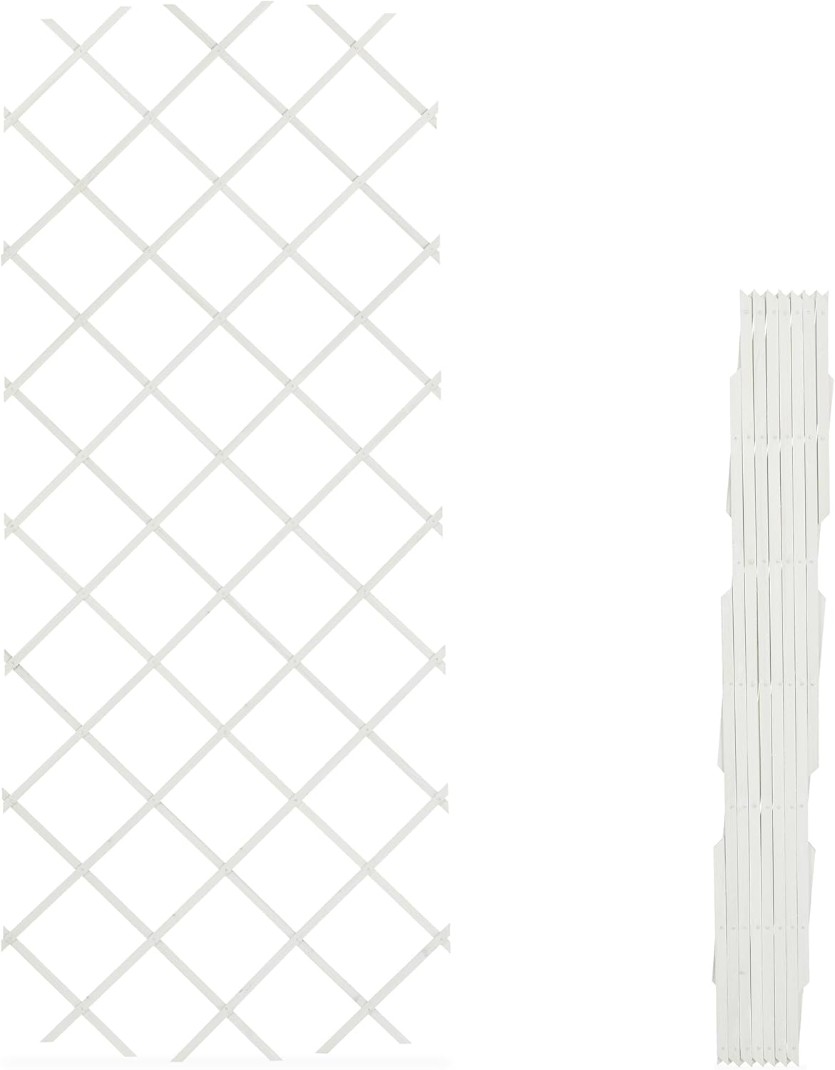 Relaxdays Extendable Trellis, Set of 3, 180 x 90 cm, Wood, Trellis Climbing Plants, Wooden Grid Wall, Trellis, White