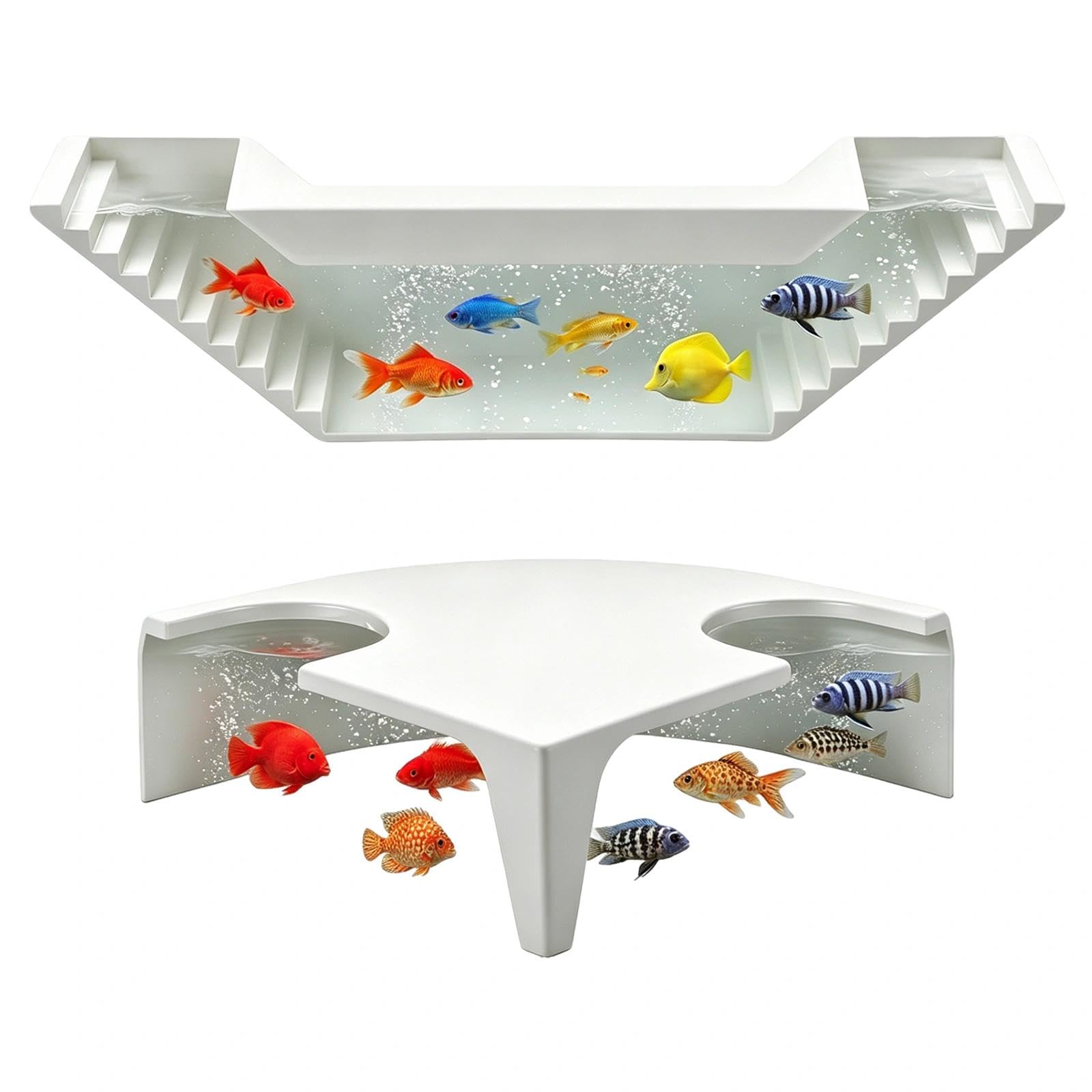 Haoqiaga White 2 Pcs Aquarium Tunnel Decoration, Fish Tank Tunnel - Dual Openings, Aquarium Cave Hideout 360° Viewing, Aquarium Underground Tunnel Cave 21Cm & 12Cm, For Fish Shrimp Hide For Fish Shrimp Hide