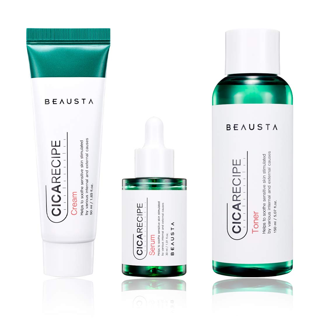 BEAUSTA CICARECIPE Skin Care 3 set (TONER, SERUM, CREAM) With Moisturizer, Anti-aging, Facial Care, Whitening care