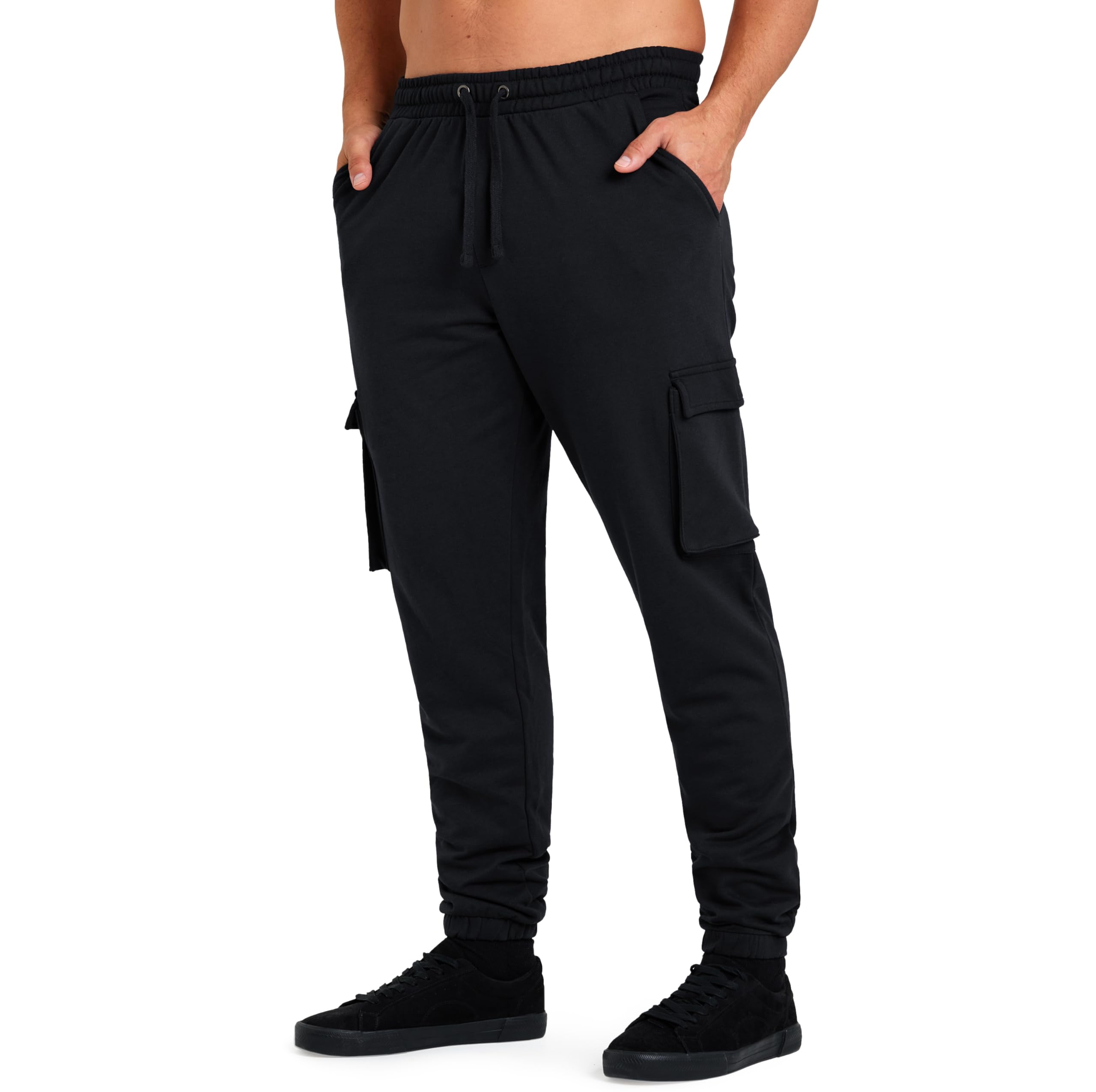 Citycomfort Men's Black Cargo Joggers With 4 Pockets, Comfy, Casual, Stylish Sweatpants - Gifts For Him (, S)