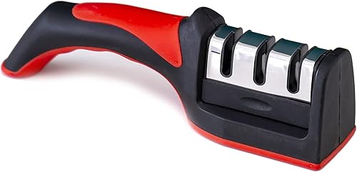 Miniatura 5 de Afilador de cuchillos para 3 etapas ayuda a reparar, restaurar, pulir cuchillas, kit ergonómico y fácil de usar para afilar cuchillos (negro)