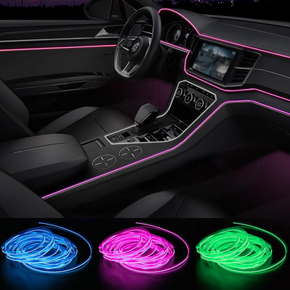 AutoStyle 10-częściowe wielokolorowe oświetlenie wewnętrzne LED z kontrolą aplikacji i 8-metrowym światłowodem