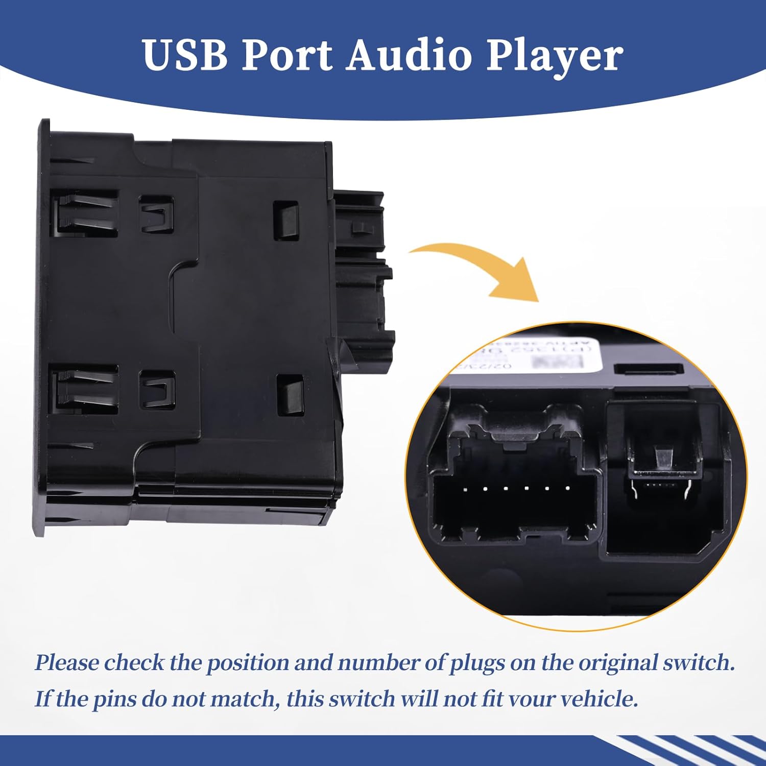 USB Port Audio Player and USB Receptacle 13529865 Fit for Chevy Malibu Equinox 2019-2024, for Buick Encore GX 2020-2023 Replace 84260037 13512372