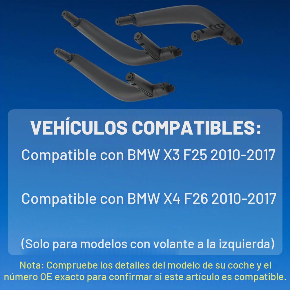 Tirador interior de repuesto para puerta interior de coche, compatible con BMW X5 F15 X6 F16 2015-2018 51417292243 5141 7292 243 51417292244 negro