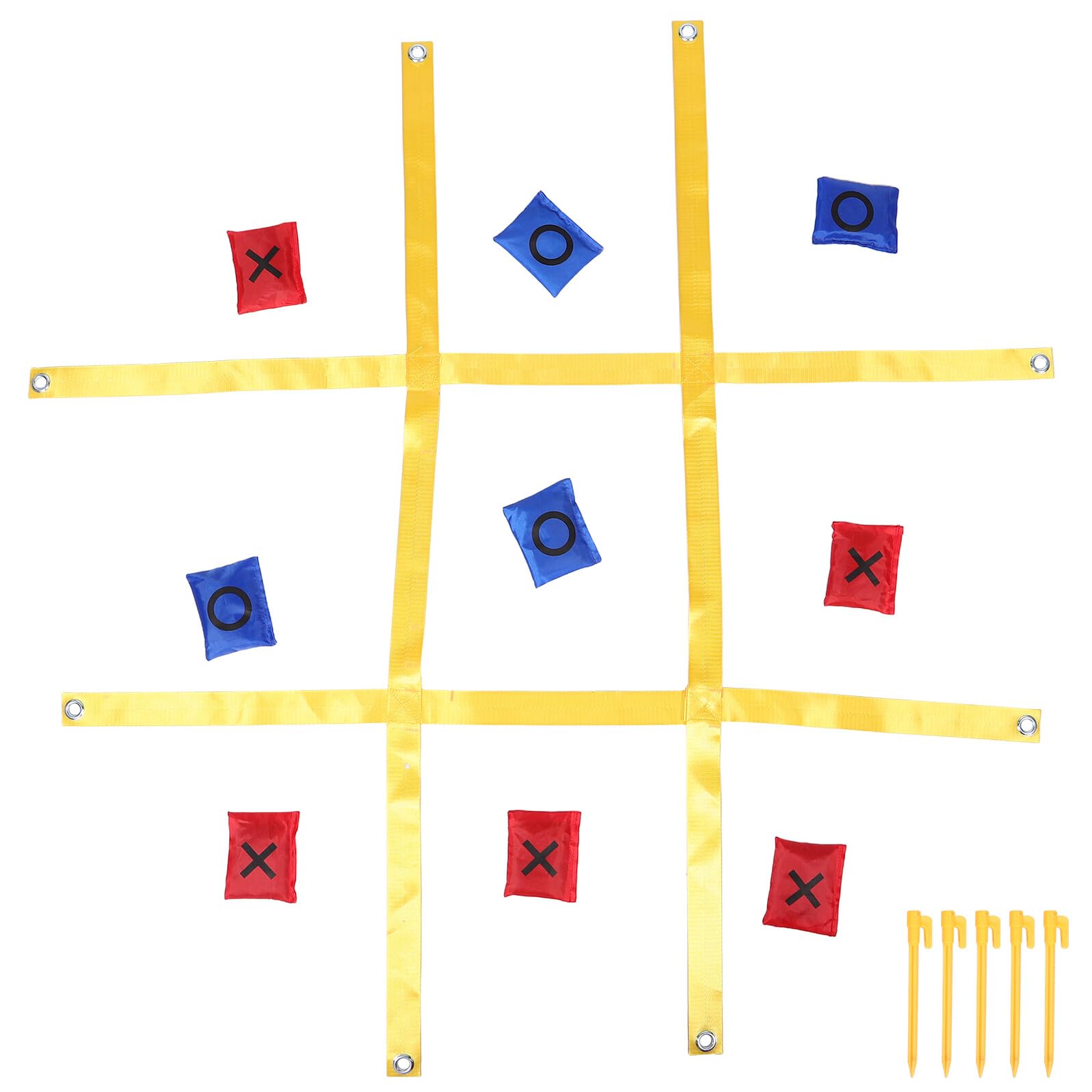 Jeu de Morpion Extra-large D’extérieur à Sangle, 1 Set en Nylon Jaune