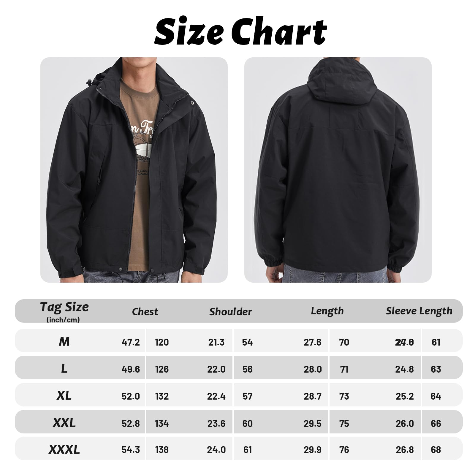 Chubasquero Impermeable para Hombre para Exteriores Transpirable Antiincrustante Chubasquero para Senderismo Cortavientos con Capucha Desmontable y Bolsillo con Cremallera