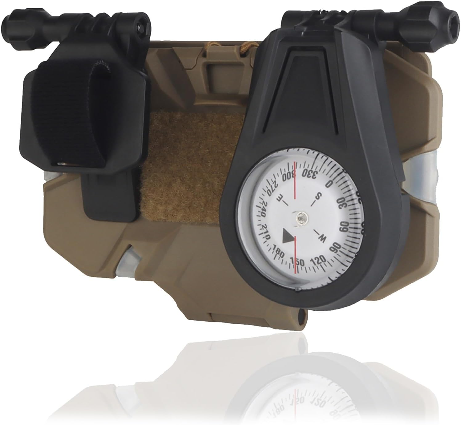 MOLLE Smartphone Mount with Flip Compass, Flip-Up Cover Cell Phone Holder, Outdoor Navigation Carrier for Hiking and Field Use