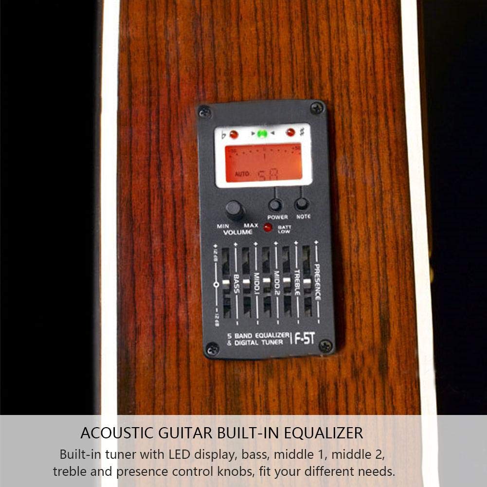 Equalizzatore a 5 Bande per Chitarra, F-5T EQ Accordatore Equalizzatore per Chitarra Strumento Musicale