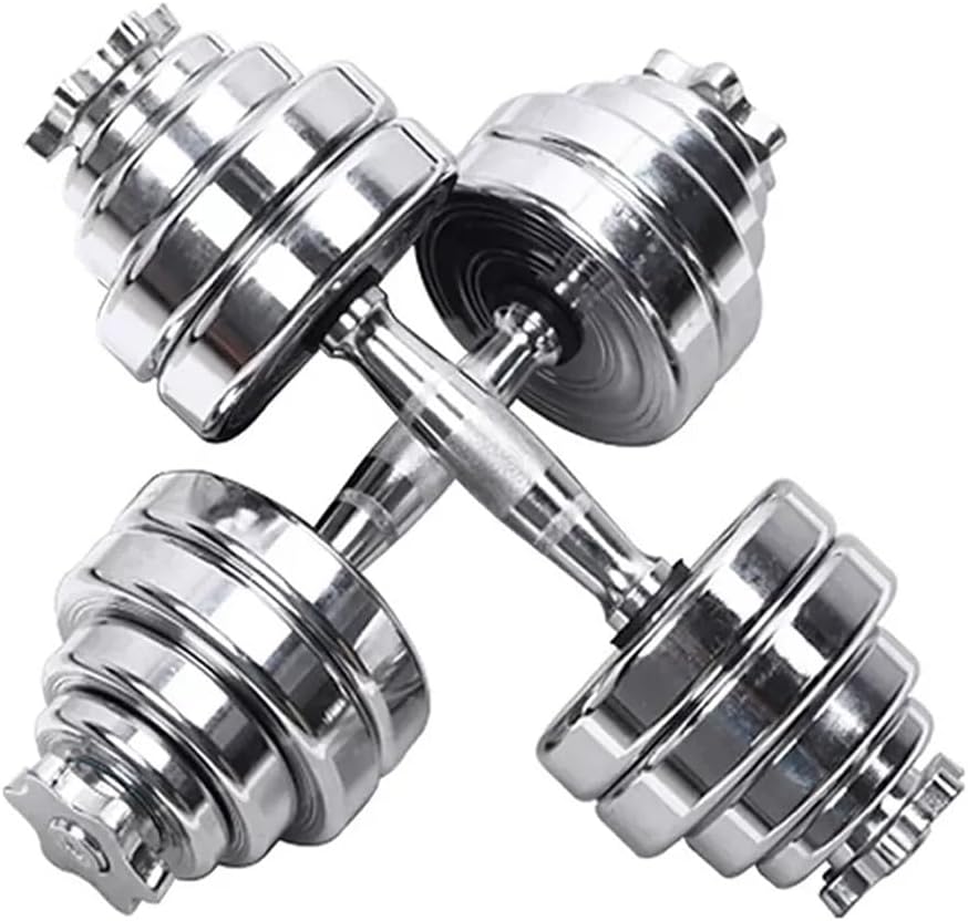 Fitness Dumbbell Set, Men’s Fitness Home Steel Pure Steel Piece, Adjustable Weight Set Combination, Home Gym Strength Training Equipment(Size:20kg), Silver