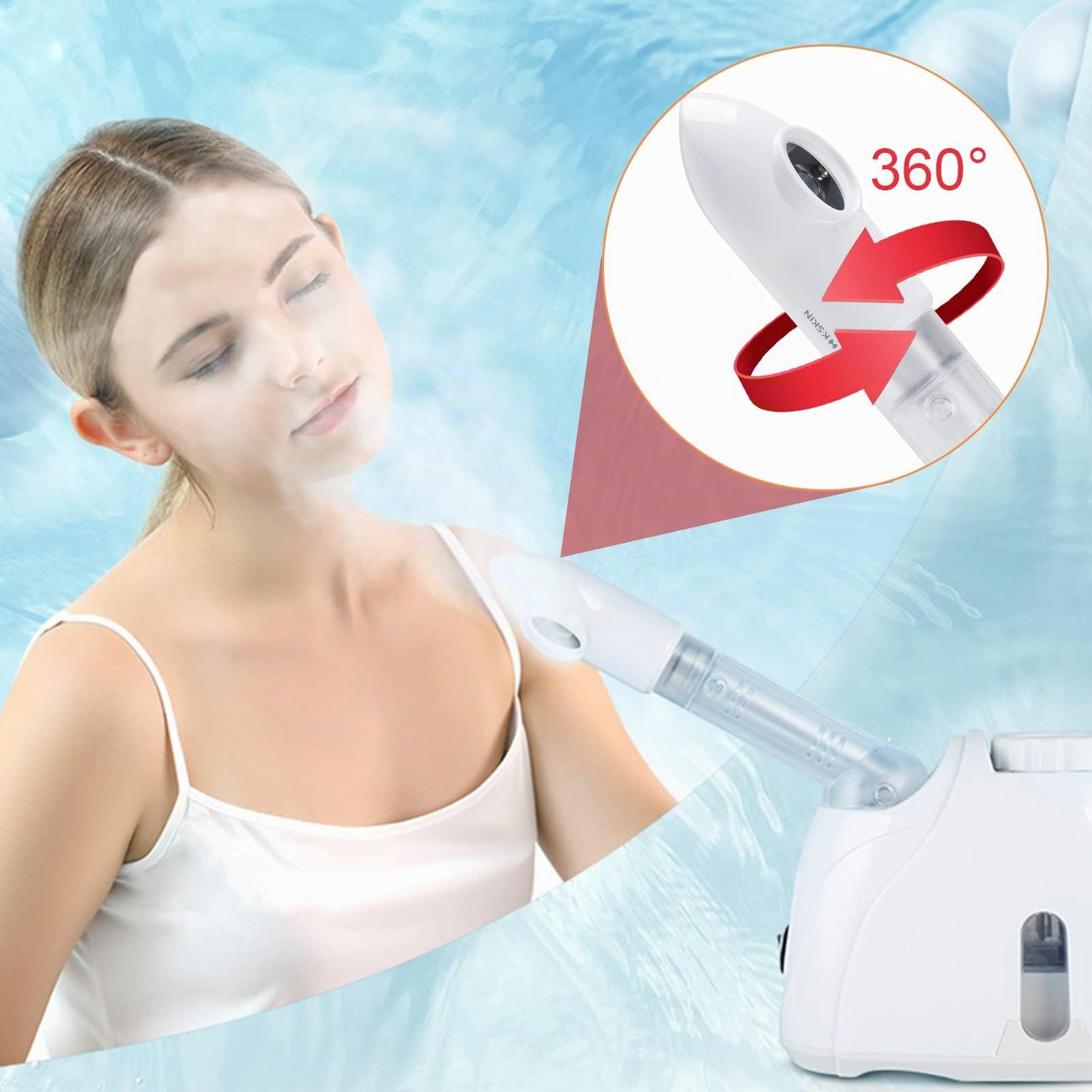 Gesichtsdampfer Gesichtssauna Nano Ionic Gesichtsdampfer, Facial Steamer, Schönheit Spa Persönliche Hautpflege Gesichtspflege Gesicht Dampfer Verringert Vergrößerte Poren Weiß