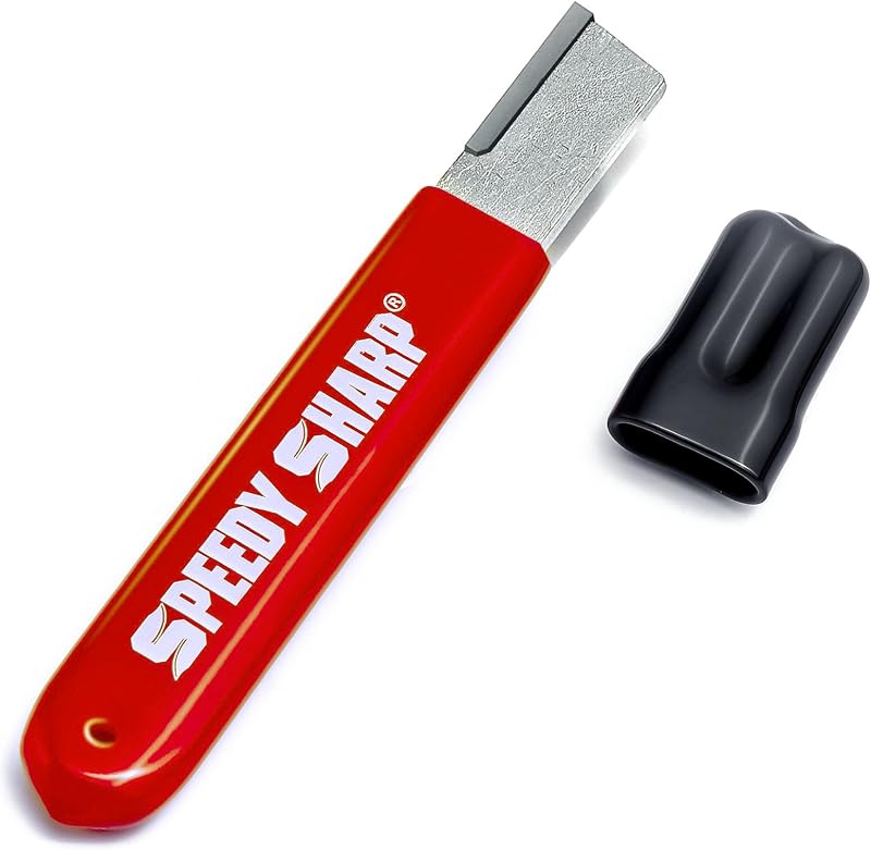 Tool Sharpener, Blade Sharpener, Carbide Sharpener, Knife Sharpening Tool for Kitchen knives Garden Tools Axe Pocket Knives Pruning Shears Hedge Scissors Clippers Pocket Knives (RED)
