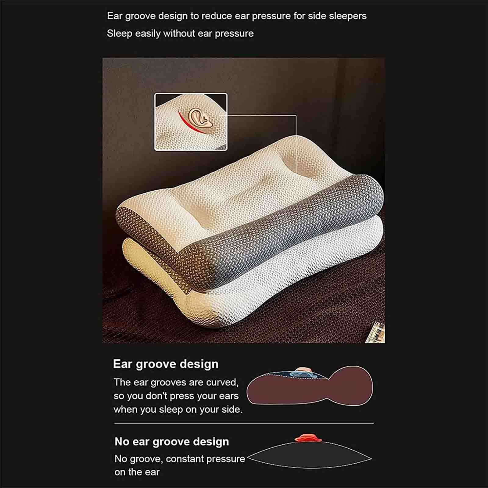 FJAUOQ Cuscino Super Ergonomico Ergonomico Regolabile Cuscino da Letto Ortopedico Contorno Cuscino per Dormire Bene al Collo Cuscino 3D della Buonanotte,Gray+White,48x74cm