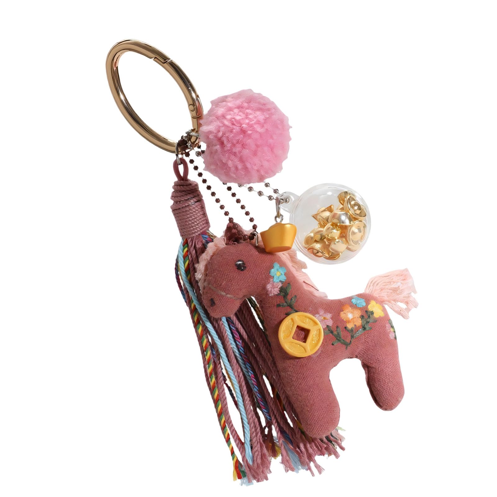 Baodss Unique Handmade Embroidered Horse Charm Keychain Fabric Pendant for Bags and Keys Fashion Accessory