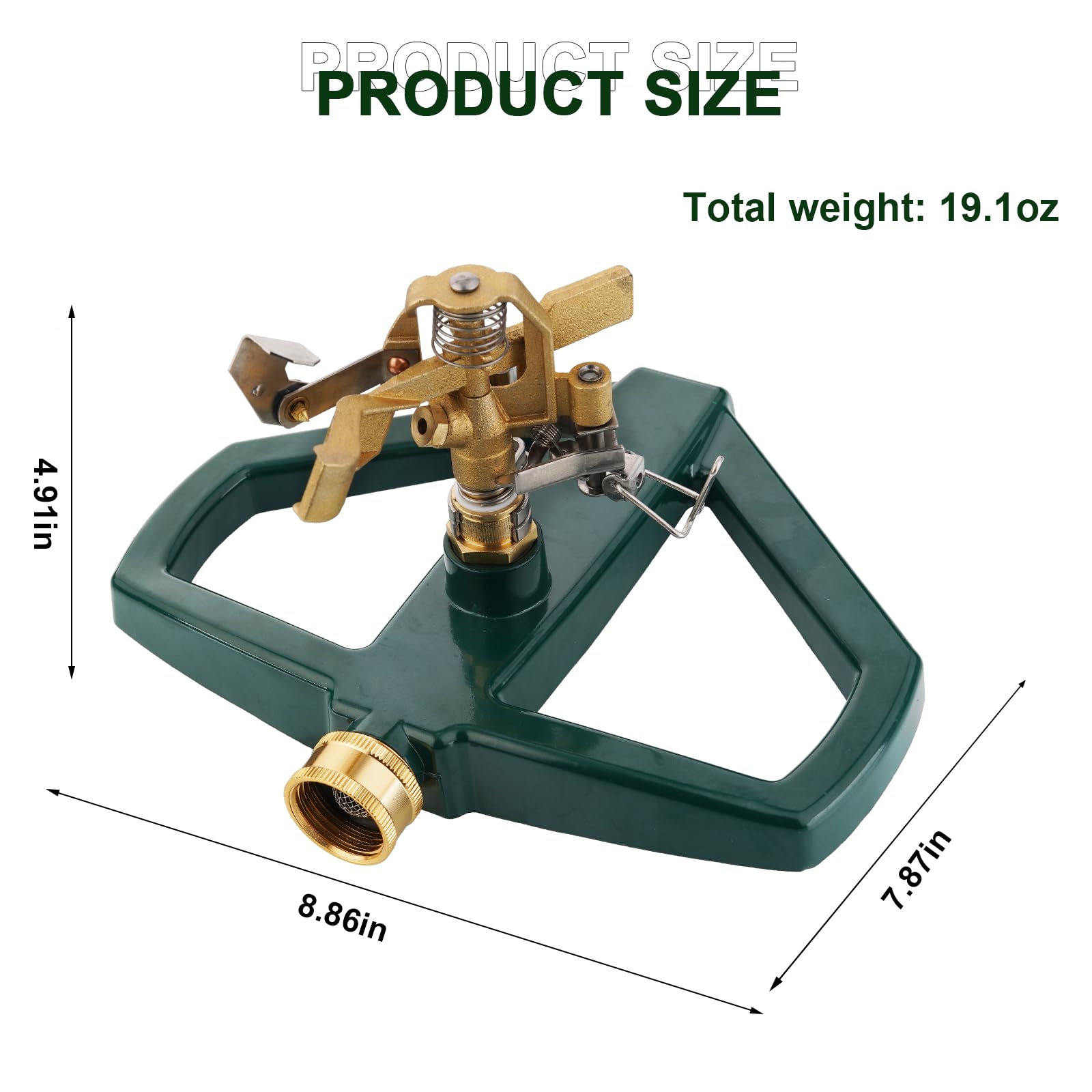 Fecovanti Pulsierender Schlagregner Aus Messing – Einstellbar 20–360°, Für Rasen & Garten