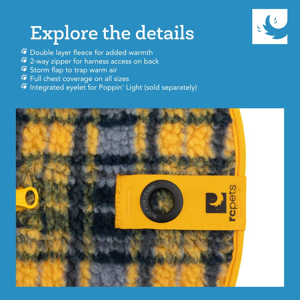 RC Pets Double-Layered, Adjustable Tundra Fleece | 14 Inches, Arctic Blue/Tennis