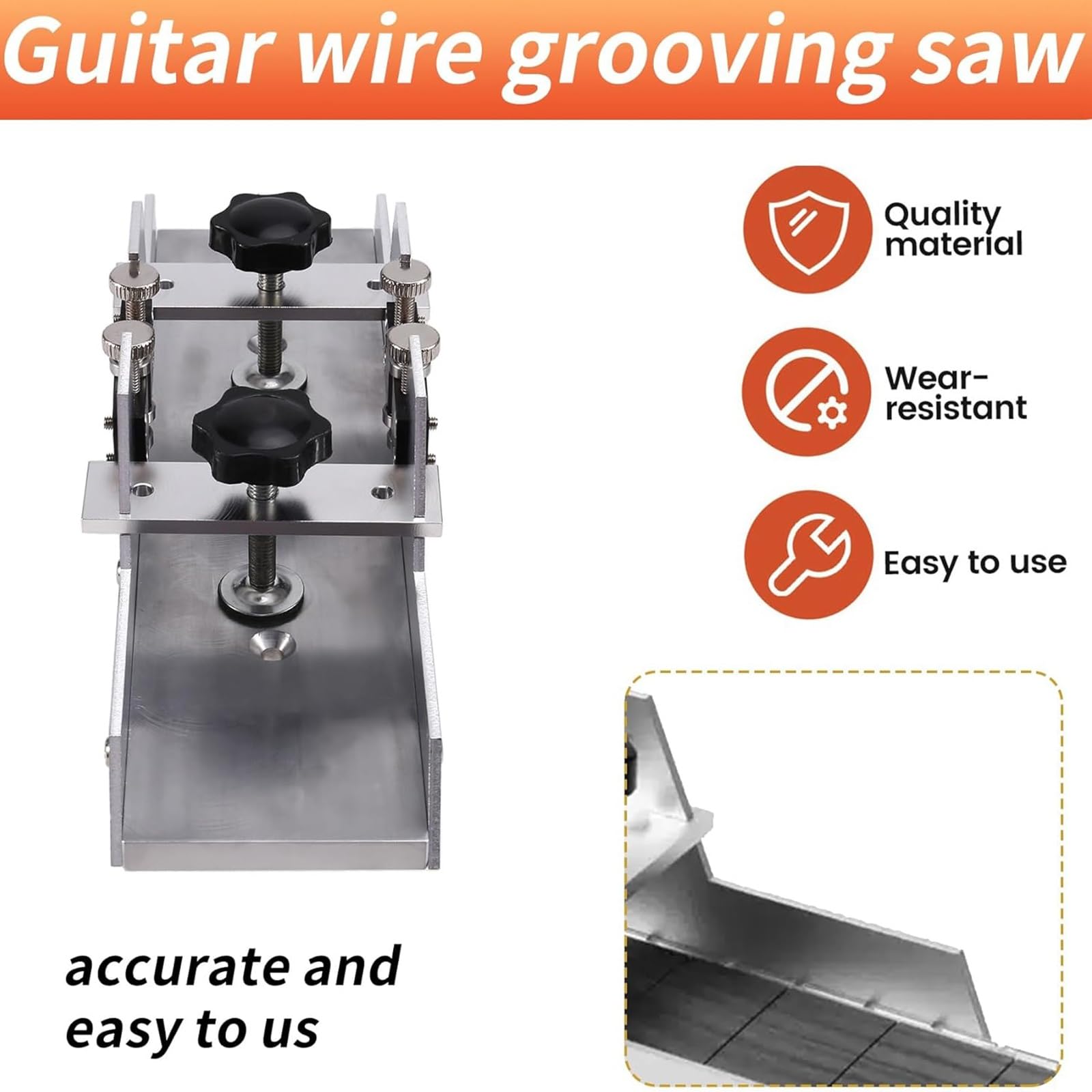 Narzędzie lutnicze do rowkowania, skrzynka uciosowa do nacinania progów gitarowych z prowadnicą kulkową, rama naprawcza do rowkowania drutu ze stopu aluminium do instrumentów muzycznych