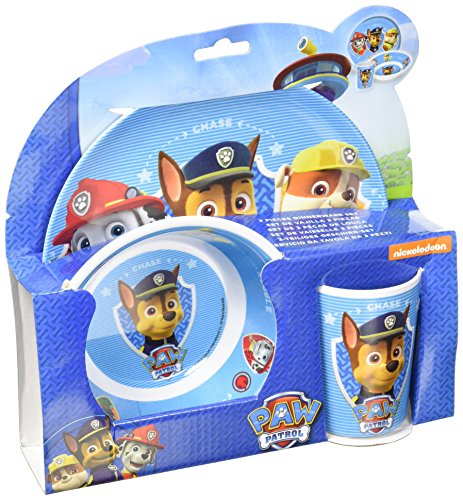 Patrulla Canina- Paw Patrol Set melamina sin Orla 3 Piezas, Plato, Cuenco y Vaso (STOR 80790) (Tinokou Creations