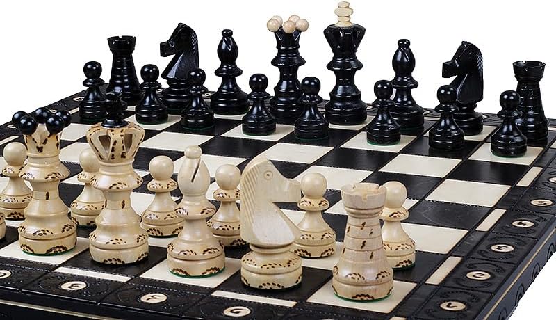 Hermoso juego de ajedrez de madera hecho a mano con tablero de madera y piezas de ajedrez hechas a mano - Productos de idea de regalo (21 pulgadas