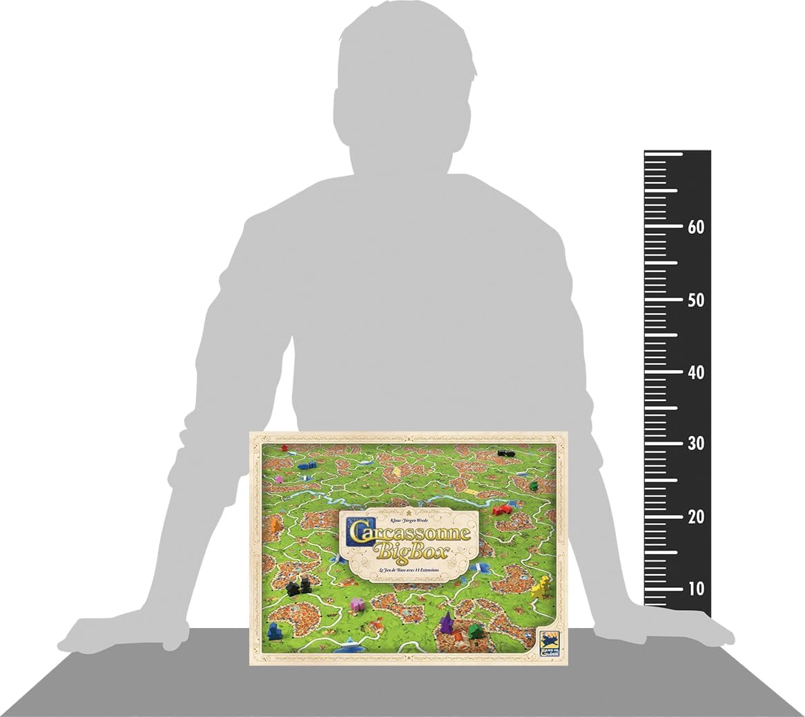 Asmodee Big Box Carcassonne Hans im Glück - Caja de iniciación - Juego básico y 11 Extensiones - Clásico Juego de Mesa para Familia a Partir de 7 años - Español | 7+ ans et plus - 2 à 6 jugadores - 45 à 60 minutos de jeu - Jeu de société - Jeu de strategi