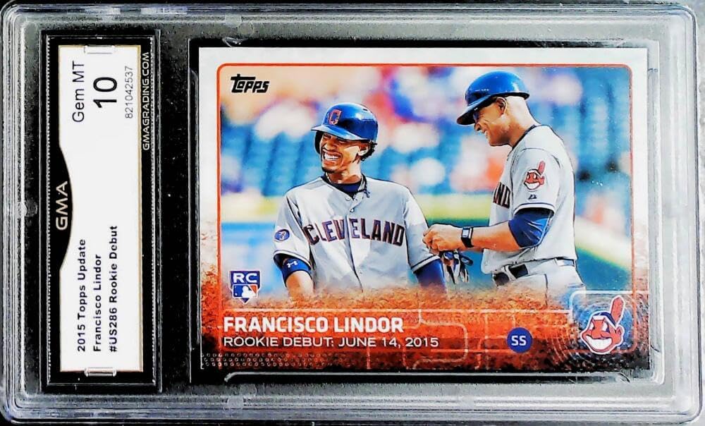 2015 Topps Update Baseball #US286 Francisco Lindor RC Rookie Debut Card Cleveland Indians GMA 10 GEM MINT