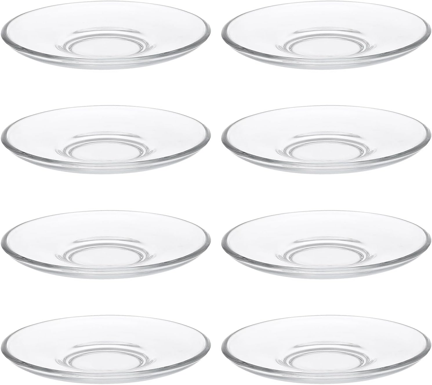 Ciieeo 8pcs 9x9cm Glass Tea Saucer Plates round Coffee Cup Saucers Small Glass Snack Serving Dishes for Home and Restaurant Use