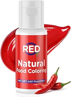 Natural Food Coloring- 20 Milliliters Dye Free Natural Food Coloring, FD&C & Artificial Dye Free Formula for Baking, Icing and Cooking, Cakes, Cupcakes, Frosting,Easter Eggs & Holiday Treats (RED)