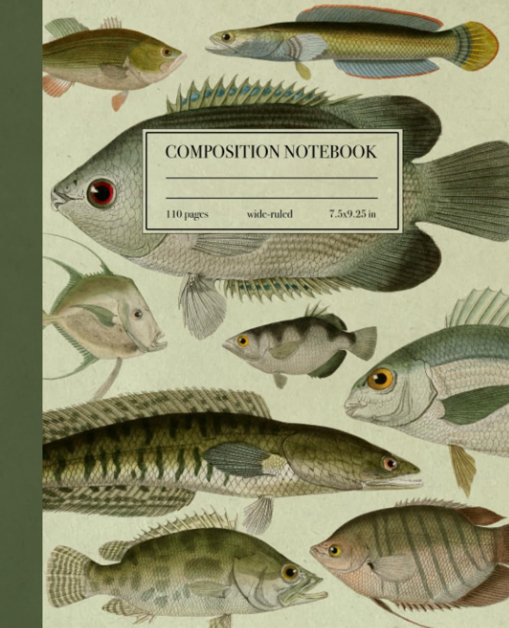 Composition Notebook Wide Ruled: Sea Fish Vintage Illustration Notebook | Wide Lined Paper Composition Book for Teens, Kids, Students | School Supplies