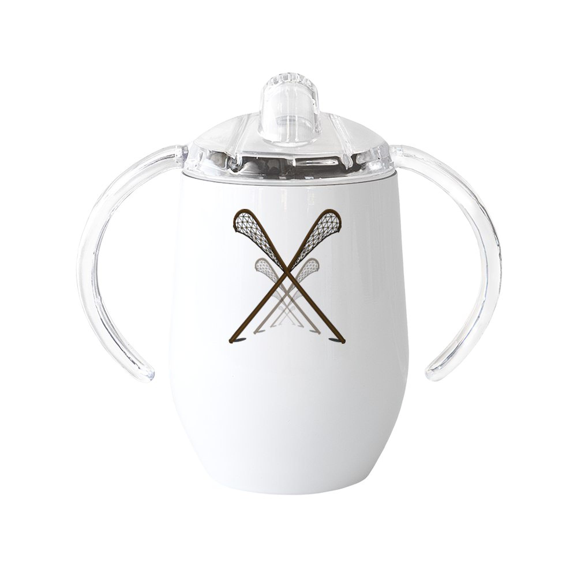 CafePress Traditional Lacrosse Sticks 12 oz Handled No-Spill Cup