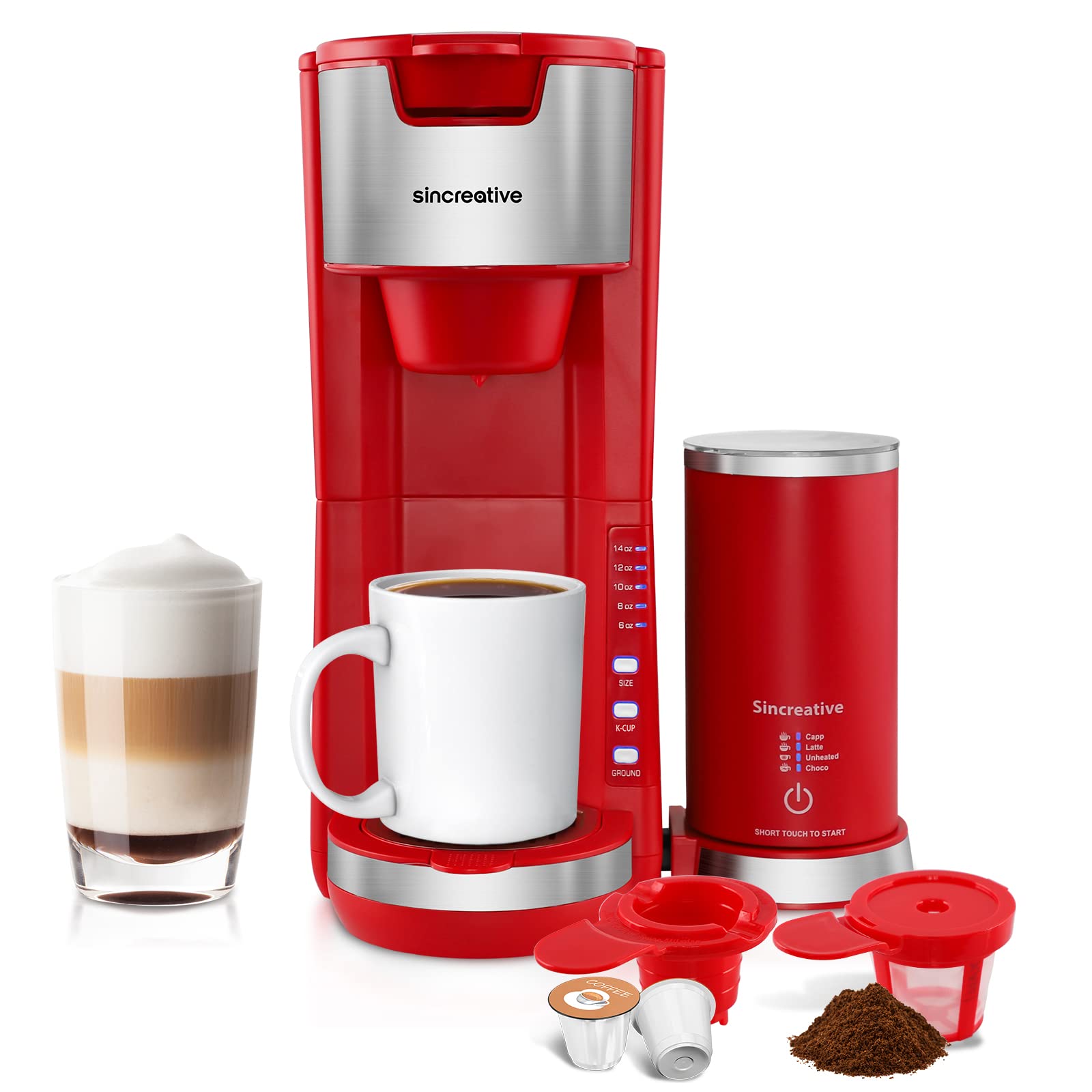 Buy Coffee Maker with Milk Frother, 2 in 1 Single Serve Coffee Machine