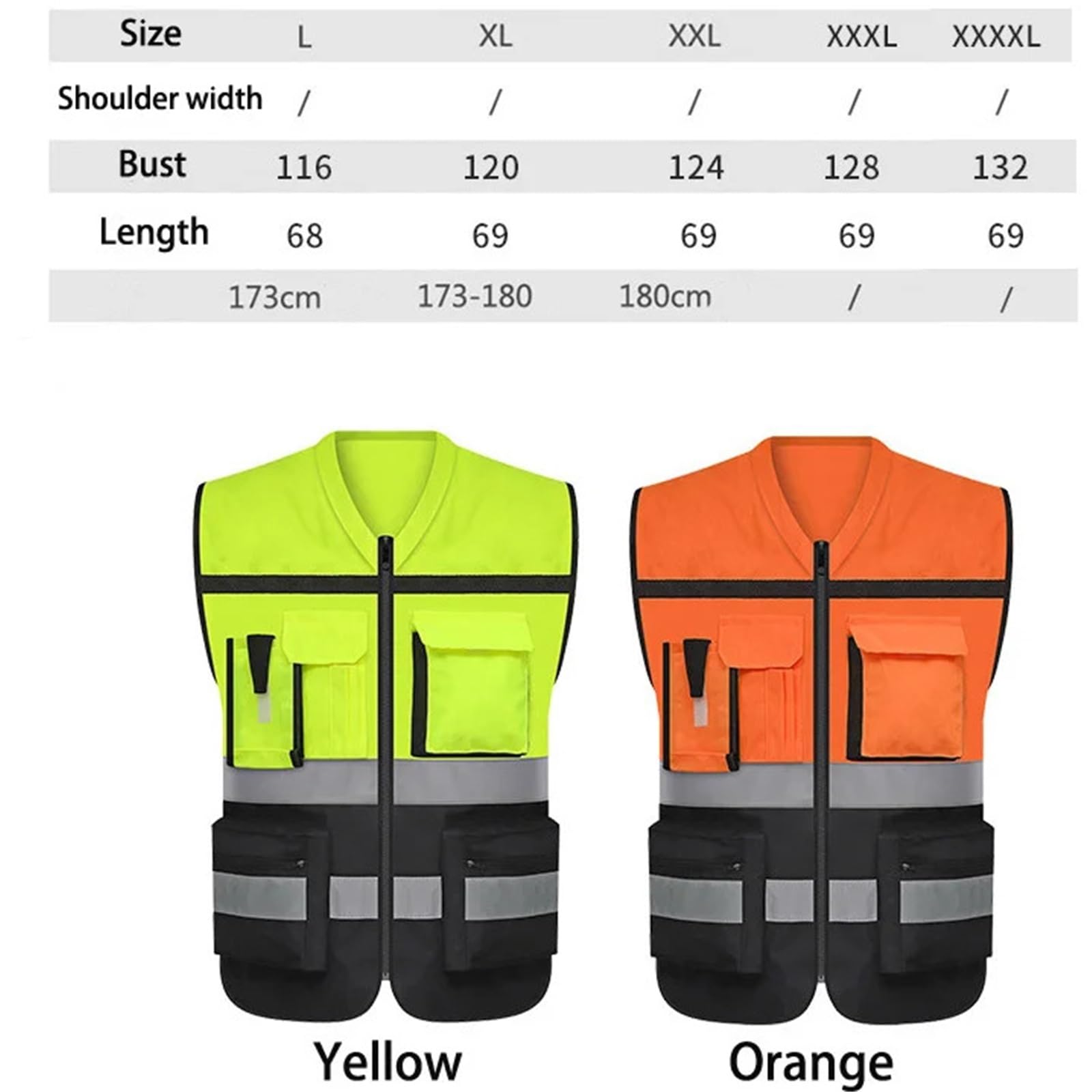 Gilet De SéCurité Gilet réfléchissant de sécurité haute visibilité, poches Design, gilet réfléchissant, sécurité routière en plein air, cyclisme, course à pied Pour Le Travail, La Course à Pied(Orange