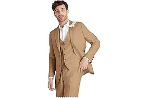Linen Suit for Men Slim Fit Formal 3 Piece Groomsmen Suits Summer...