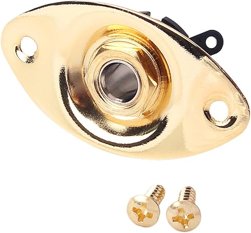 Sharplace 1 4   Oval Output Klinkenbuchse Jack Plate Steckdose mit Schrauben fA r TELE E-Gitarre Gold