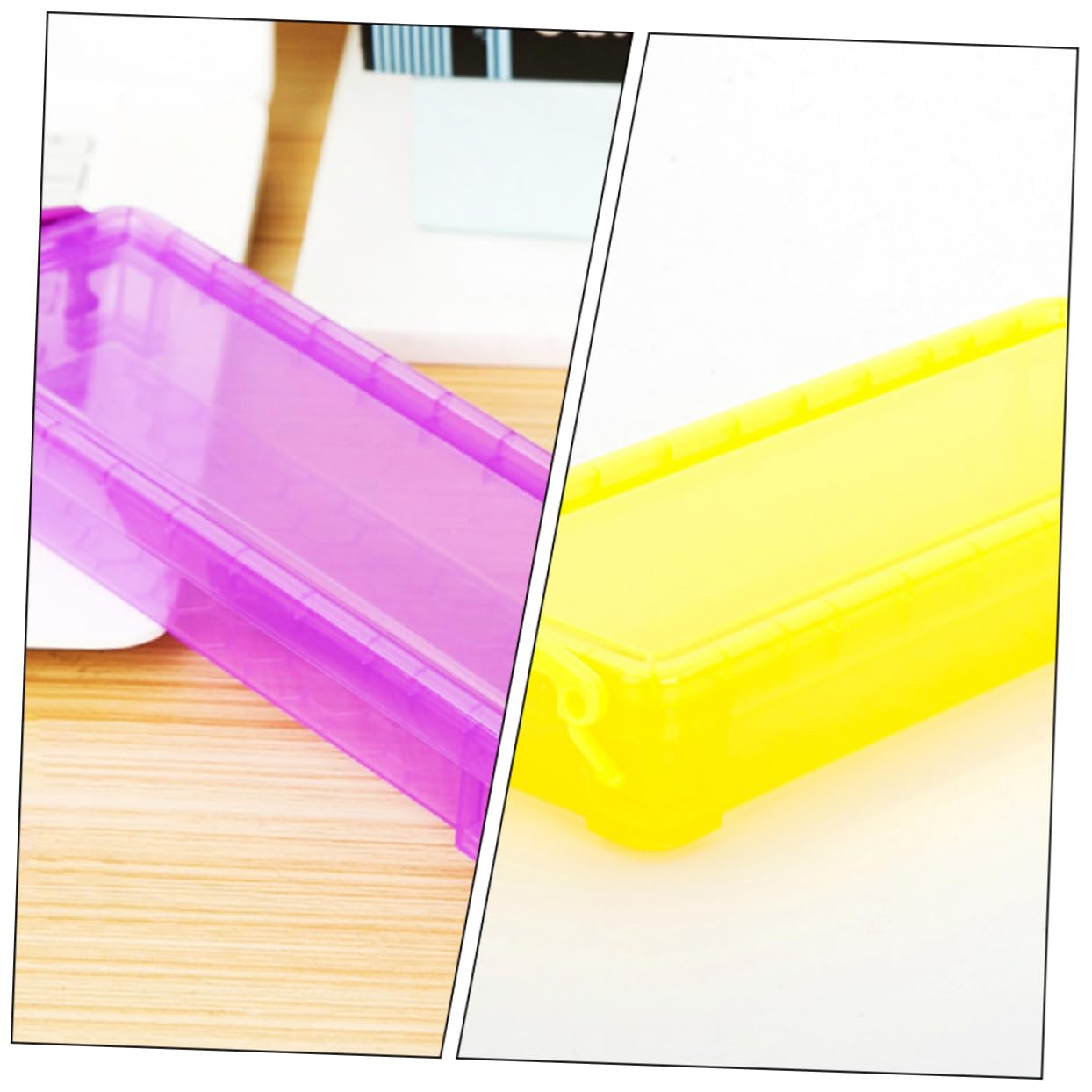 NUOBESTY Set di 8 Scatole Porta Oggetti in Plastica Traslucida per Cancelleria, Organizer per Penne e Matite, Capacità per Scuola e Ufficio, Ordine sulla Scrivania