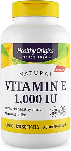 Healthy Origins Vitamina E 1000 UI natural IP sin OMG 120 cápsulas blandas