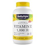 Healthy Origins Vitamin E, 1,000 IU (Natural) Mixed Tocopherols - Vitamin E Supplement - Gluten-Free & Non-GMO Skin, Hair & Nails Vitamin - 120 Softgels