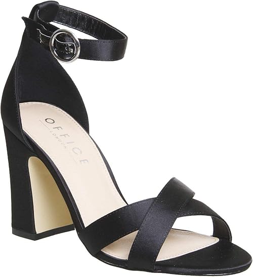 black satin block heels