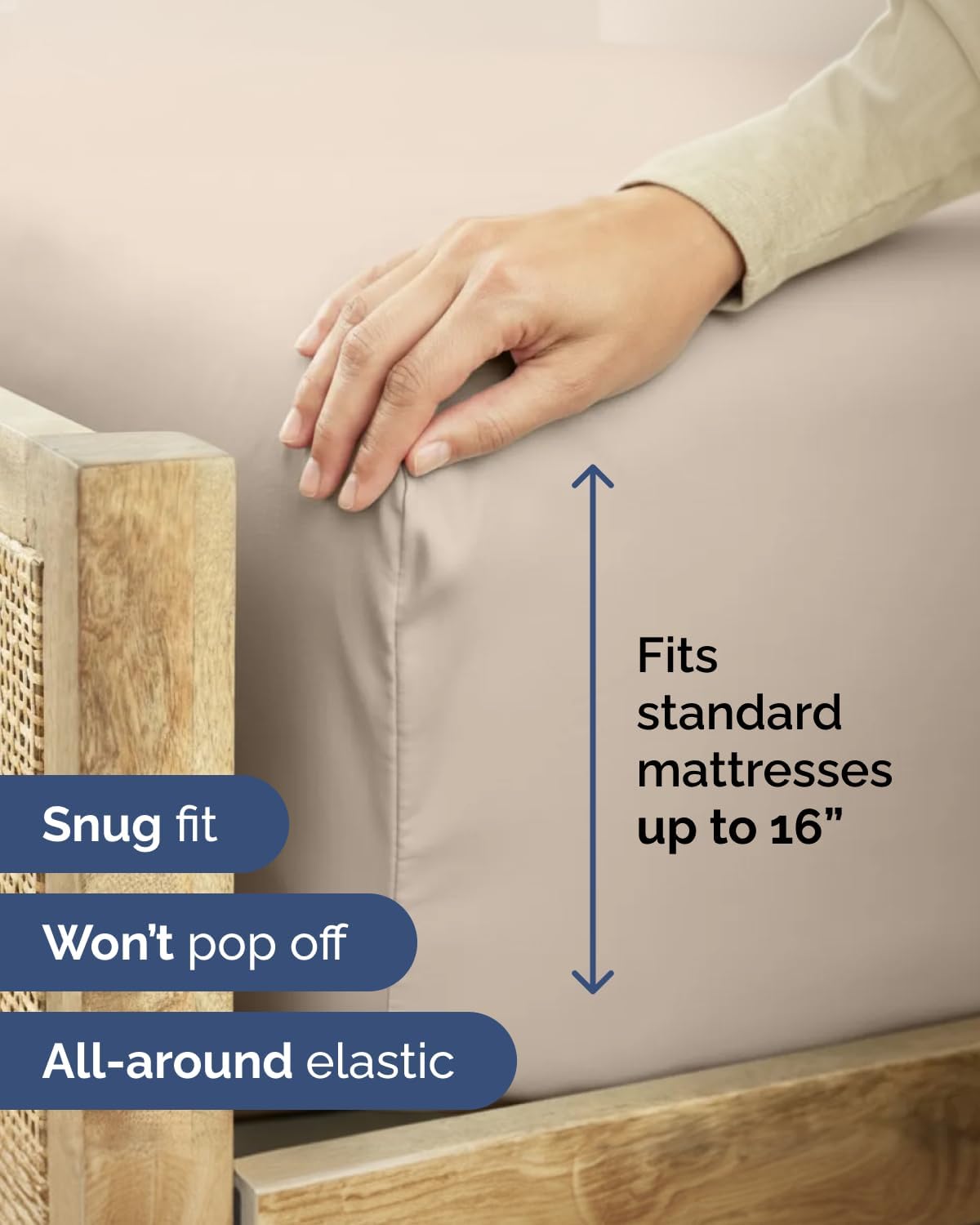 Cal King Size Fitted Bed Sheet - Pack of 6 Single Fitted Bottom Sheet Only - Fits Mattress Up to 16" Deep Pockets - Extra Soft, Breathable & Cooling - Hotel Quality, Shrink and Wrinkle Free - Wheat